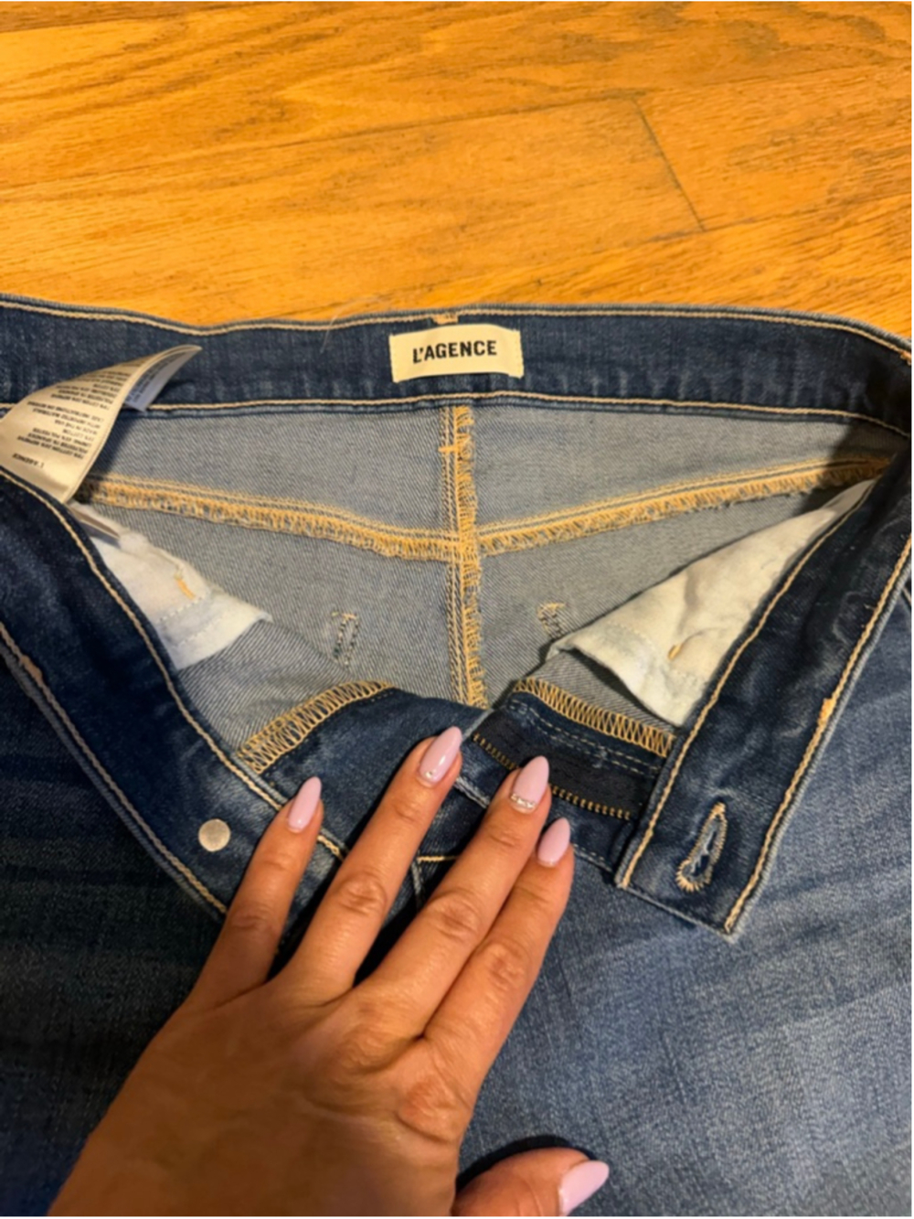 Preowned, Women's L'Agence Sada High-Rise Straight Crop Jeans, medium blue , 25 - Picture 3 of 4